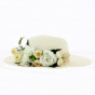 Floral wide-brimmed hat: French creation. Unique model from TRACLET Millinery Workshops