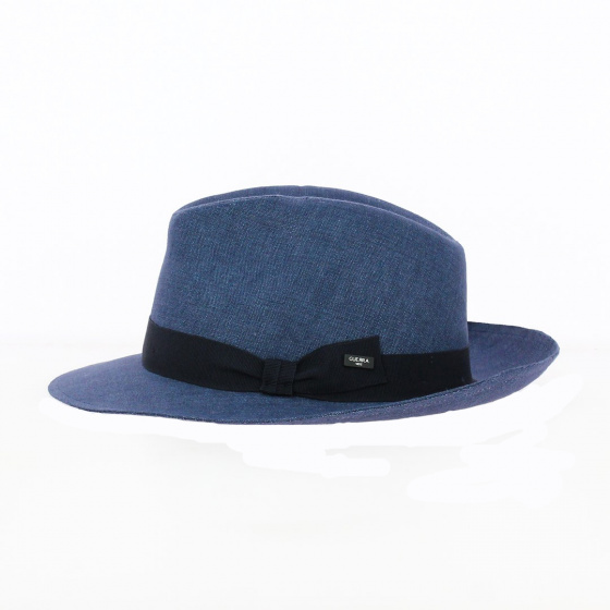 Blue Linen Fedora Hat - Guerra 1855
