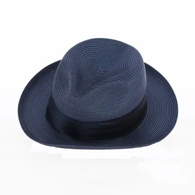Blue Paper Straw Elegance Fedora Hat - Guerra 1855 ref 18045