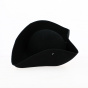 Hat Large Tricorne Wool Felt Black Unlined - Traclet