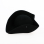 Large Black Wool Felt Tricorn Hat Unbordered - Traclet