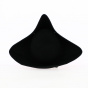 Large Black Wool Felt Tricorn Hat Without Brim - Traclet