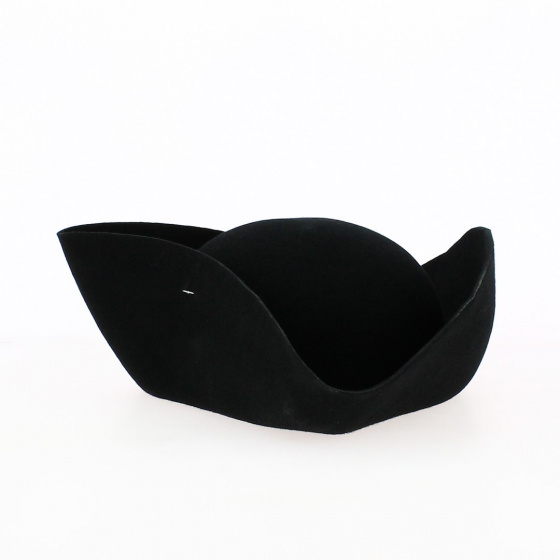 Large Black Wool Felt Tricorn Hat Unbordered - Traclet Large Black Wool Felt Tricorn Hat Unbordered - Traclet
