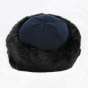 Navy Polar Marmot Beanie & Black Faux Fur - Traclet