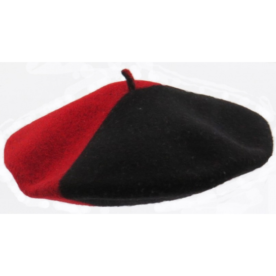 Red & Black Wool Duo Beret - The French Beret