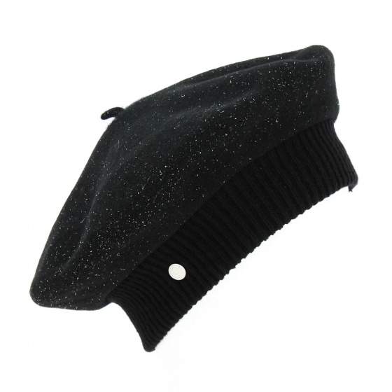 Parisienne Heritage Beret by Laulhere - Black Silver Lurex