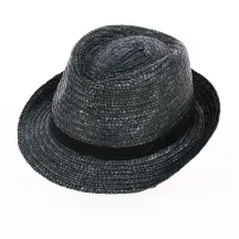 Natural Straw Pachuca Trilby Hat Black - Traclet Reference: 5374 | Traclet Hatters