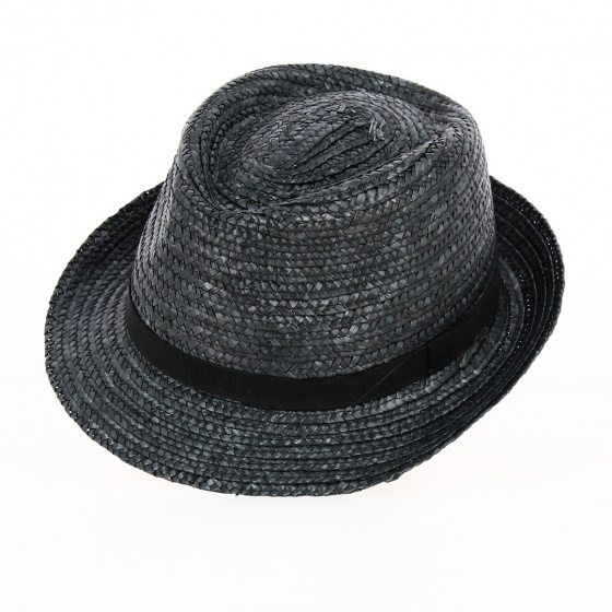 Natural Straw Pachuca Trilby Hat Black - Traclet
