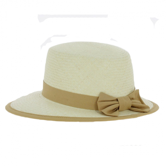 Casquette Paille de Panama Ruban Camel - City sport