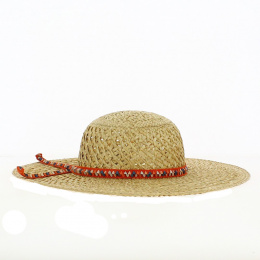 Blajor Wide Brim Hat Natural Orange Straw - Crambes