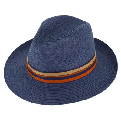 Chapeau Fédora Caprera Paille Papier Marine - Traclet