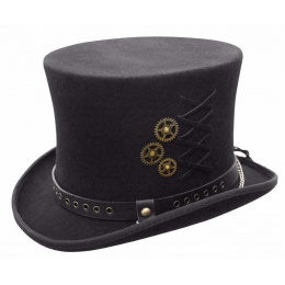 Steampunk Top Hat Felt with Gear & Laces