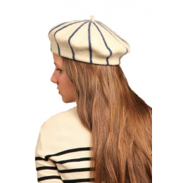 French Beret - grey striped beret