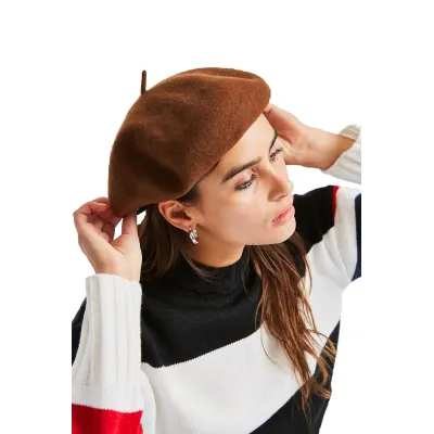 Audrey Wool Beret Coffee - Brixton Reference: 8492 | Traclet Hat Shop