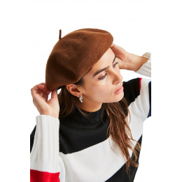 Audrey Wool Beret Coffee - Brixton