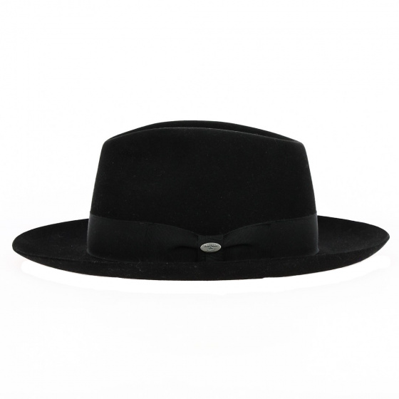 Black Fur Felt Fedora Hat Atos - Mayser