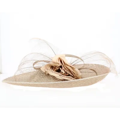 Nelly bottomless wide-brimmed ceremony hat in Taupe - Traclet Reference: 18166 | Traclet Hat Shop