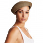 Audrey Beige & Navy Paper Straw Beret - Brixton