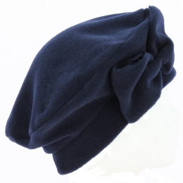 Navy Blue Bow Fleece Beret - Traclet