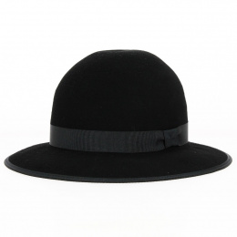 Black Wool Felt Chouan Wide Brim Hat - Traclet