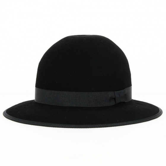 Black Wool Felt Chouan Wide-Brimmed Hat - Traclet