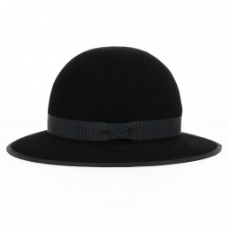 Black Wool Felt Chouan Wide Brim Hat - Traclet