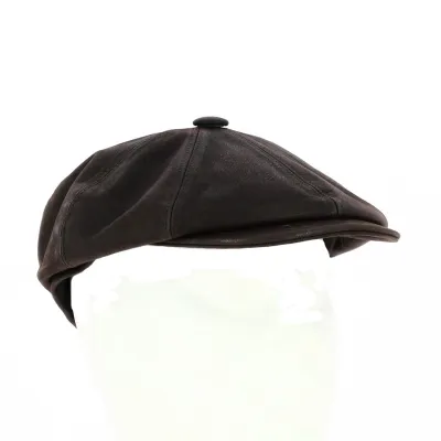 Brown Wayne Leather Cap - Traclet Reference: 18224 | Traclet Hat Shop