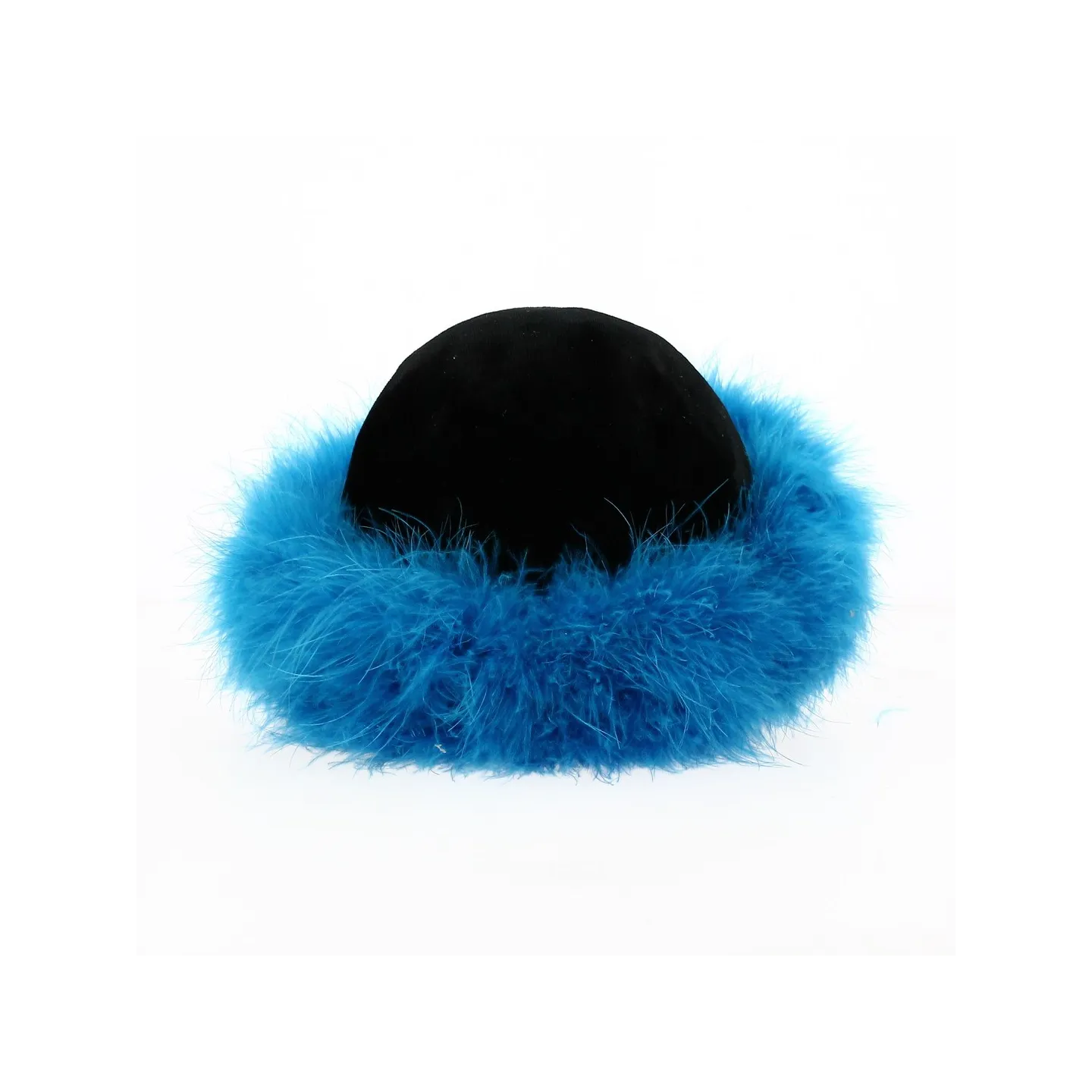 Toque Velours Noir et Fourrure Bleu - Traclet Reference : 18232 | Chapellerie Traclet