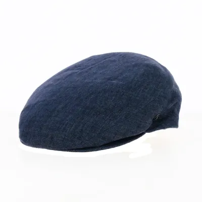 Blue Linen Flat Cap - City Sport Reference: 18236 | Chapellerie Traclet
