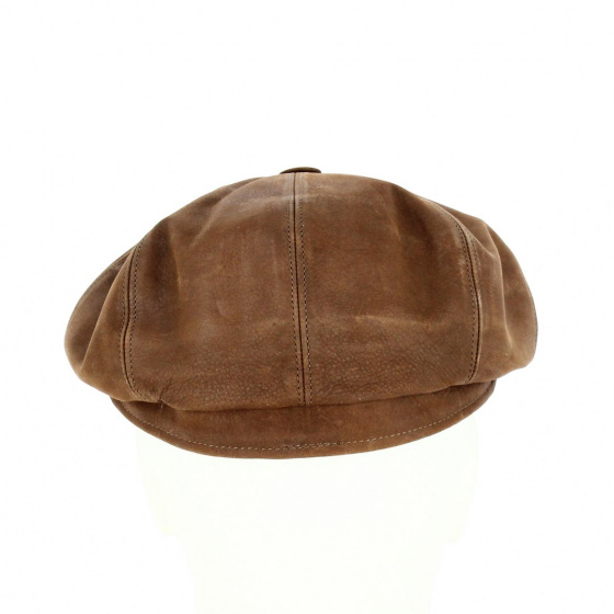 Wayne Taupe Leather Cap - Traclet