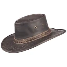 Chapeau Cuir Kangourou Squashy Marron