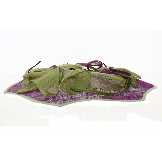 Wide-Brim Ceremony Hat Without Crown Sisal Purple & Green - Traclet