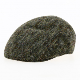 Khaki Harris Tweed Flat Cap - Traclet