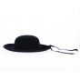 Navy Blue Wool Felt Breton Hat - Traclet