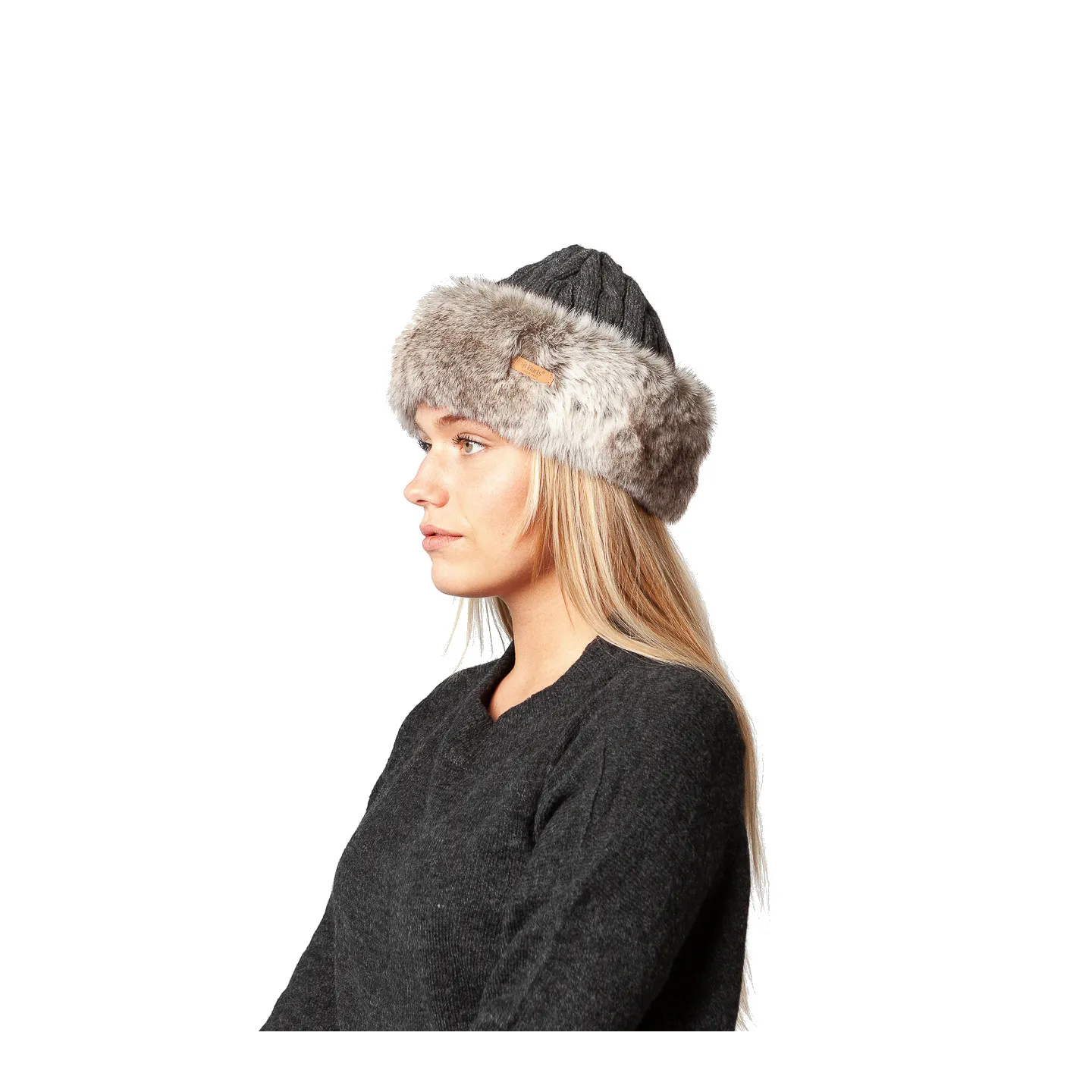 Bonnet-Toque Cable Fausse Fourrure Gris - Barts  Reference : 7408 | Chapellerie Traclet