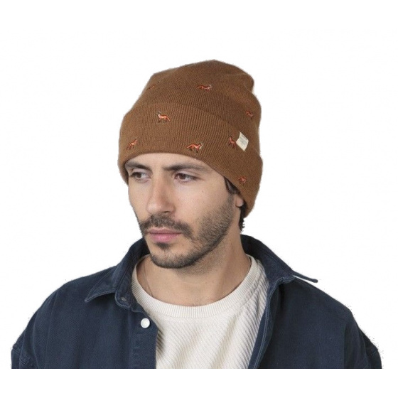 Short Beanie Vinson Fox Embroidery Camel - Barts