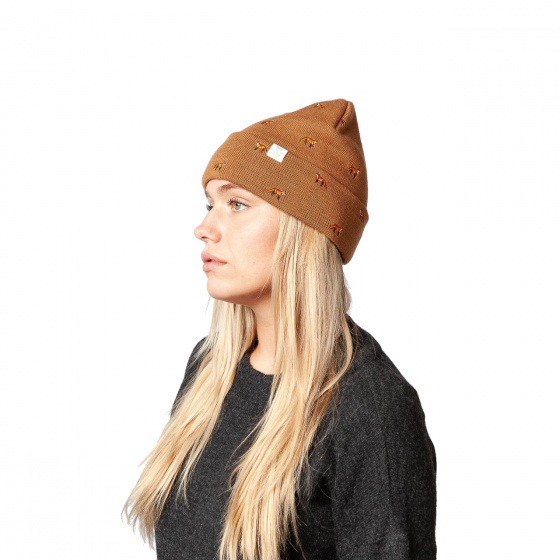Short Beanie Vinson Fox Embroidery Camel - Barts