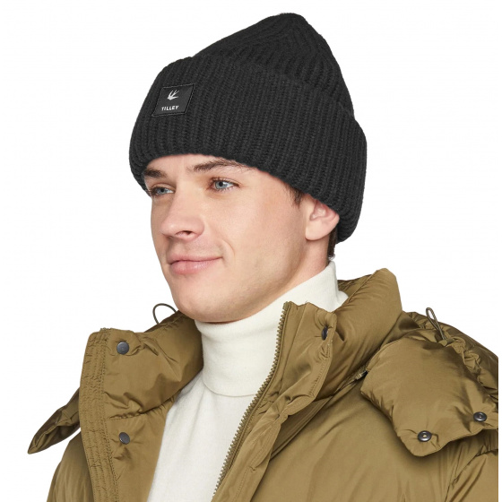 Bonnet Alpine Laine Mérinos Noir - Tilley