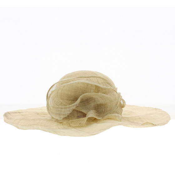 Corinne Straw Ceremonial Wide-Brimmed Hat Sisal Made in France - Traclet