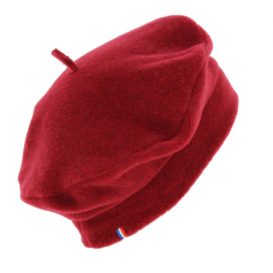 Denise Heathered Red Fleece Beret made in France - Traclet