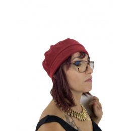 Denise Heathered Red Fleece Beret made in France - Traclet