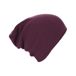 Grey melange burgundy beanie