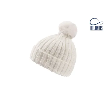Bonnet à Pompon Fourrure Blanc- Atlantis  Reference : 8964 | Chapellerie Traclet