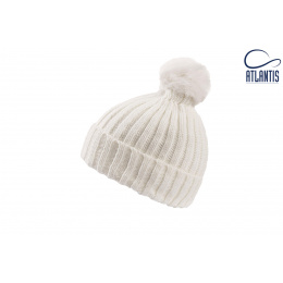 White Fur Pompom Beanie - Atlantis