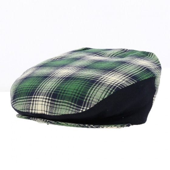 Children's flat cap with blue and green checks - Traclet