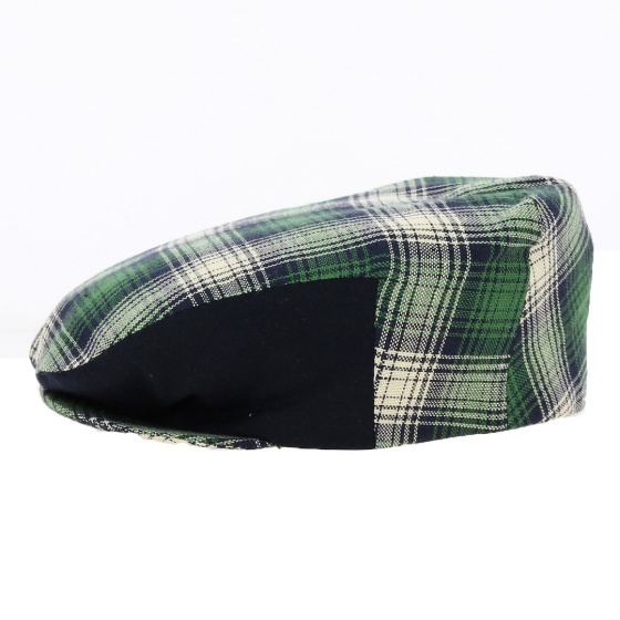 Children's Blue and Green Checkered Flat Cap - Traclet