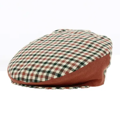 Casquette Enfant Plate à Carreaux Marron et vert - Traclet Reference : 7041 | Chapellerie Traclet
