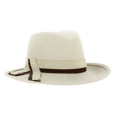 Chapeau Fedora Adèle Feutre Laine Beige - Traclet Reference : 18260 | Chapellerie Traclet