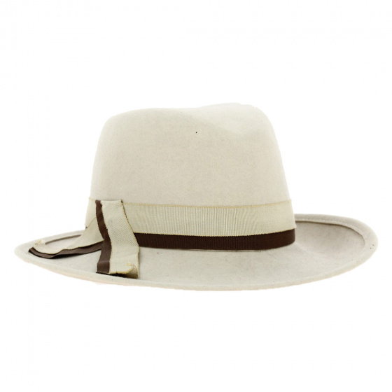 Beige Wool Felt Fedora Hat Adèle - Traclet