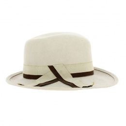 Beige Wool Felt Fedora Hat Adèle - Traclet